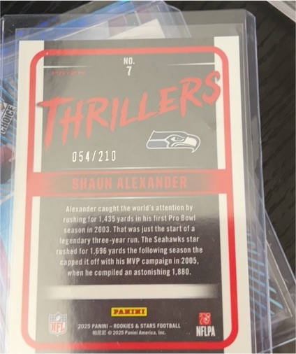 2025 Panini Rookies & Stars #7 Shaun Alexander Thrillers — front