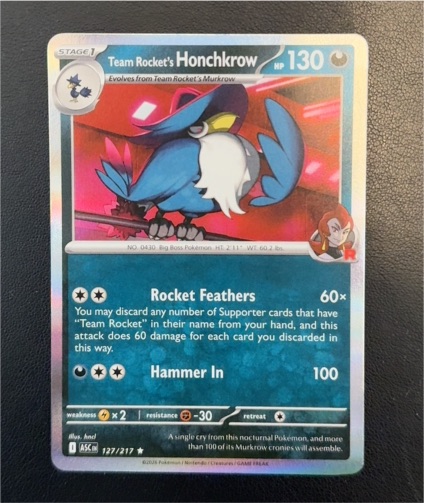 2023 Pokémon Ascended Heroes #127 Team Rocket's Honchkrow — front