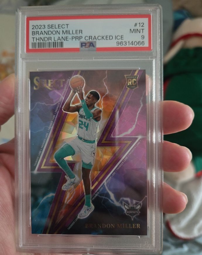 2023 Panini Select #12 Brandon Miller Thunder Lane Prizm Cracked Ice Rookie — front