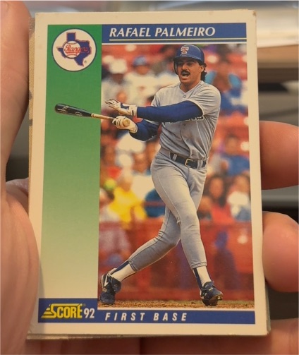 1992 Score #55 Rafael Palmeiro Texas Rangers — front