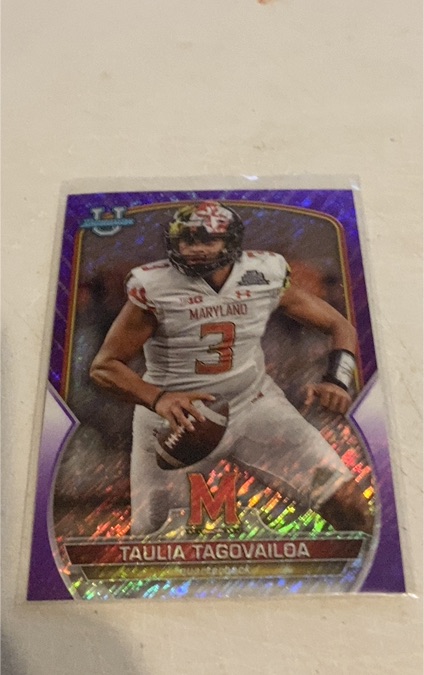 2022 Bowman Chrome University #3 Taulia Tagovailoa Purple Shimmer — front