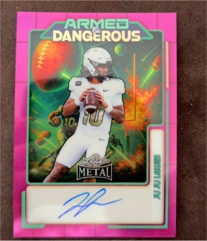2024 Leaf Metal Armed & Dangerous Juju Lewis Prospect RC Auto #/7 — front