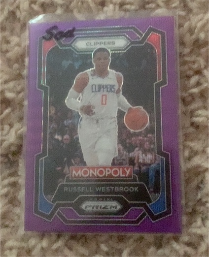 2023-24 Panini Prizm Monopoly #38 Russell Westbrook Purple Wave — front