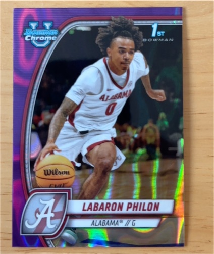 2024-25 Bowman Chrome University #49 Labaron Philon Purple Lava Alabama — front