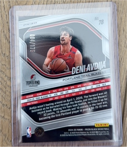 2024-25 Panini Prizm Black #78 Deni Avdija — front