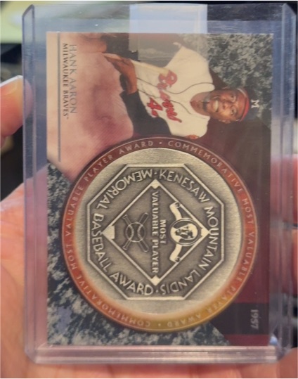 2017 Topps Update #MVPR-HA Hank Aaron MVP Award Medallion Milwaukee Braves — front
