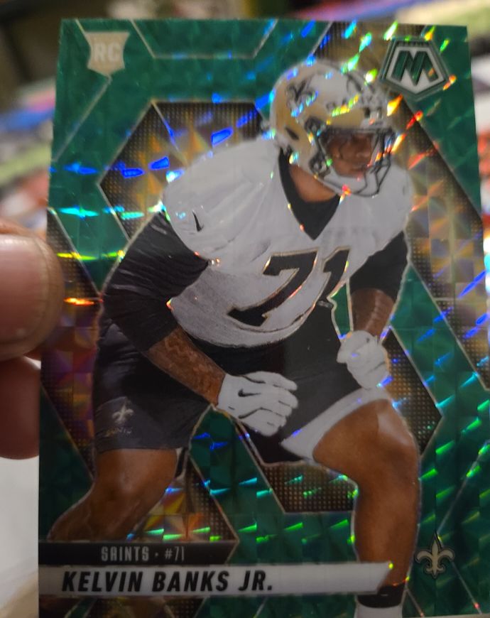 2025 Panini Mosaic #338 Kelvin Banks Jr. Green Mosaic Rookie — front