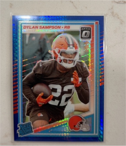 2025 Panini Donruss Optic #238 Dylan Sampson Blue Hyper Rated Rookie — front
