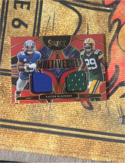 2025 Panini Select Multiverse Prizm Dual Patch #MVJ-XMY Xavier McKinney — front
