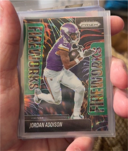 2025 Panini Prizm #8 Jordan Addison Fireworks — front