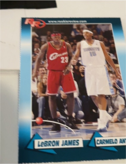 2003-04 Rookie Review #92 LeBron James Carmelo Anthony — front