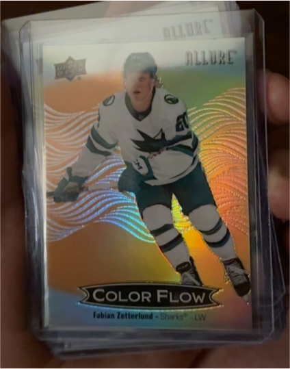 2024-25 Upper Deck Allure #CFL-21 Fabian Zetterlund Color Flow Orange Yellow — front