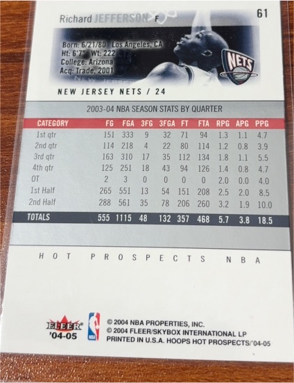 2004 Fleer #61 Richard Jefferson — front