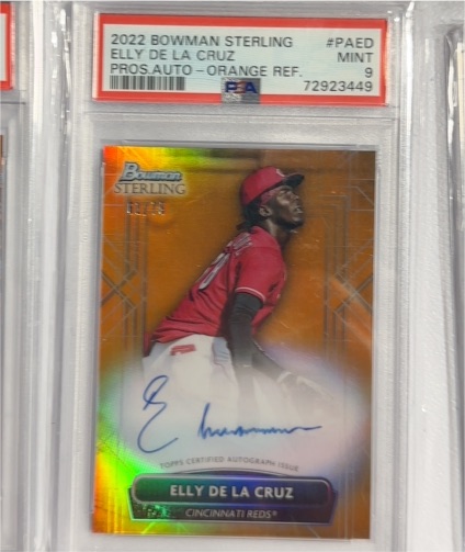 2022 Bowman Sterling #PAED Elly De La Cruz Orange Refractor Prospect Autograph — front