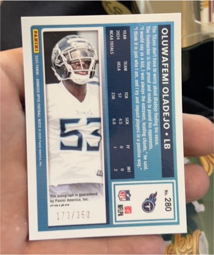 2025 Donruss #280 Oluwafemi Oladejo — front