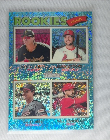 2026 Topps Heritage #376 Rookie Catchers Rafael Flores Jimmy Crooks C.J. Stubbs Will Banfield — front