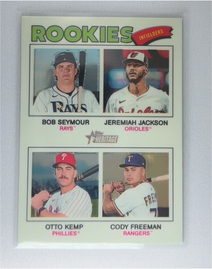 2026 Topps Heritage #377 Rookie Infielders Bob Seymour Jeremiah Jackson Otto Kemp Cody Freeman — front