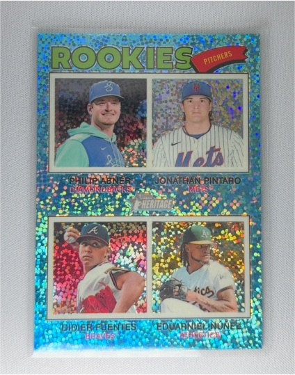 2026 Topps Heritage #372 Rookie Pitchers Abner/Pintaro/Fuentes/Nunez — front