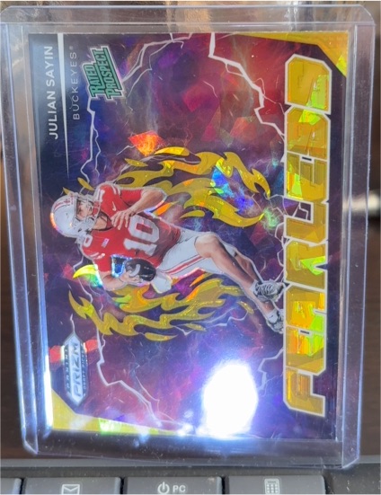 2025 Panini Prizm Draft Picks #F-JSN Julian Sayin Fearless Gold Ice Prizm — front