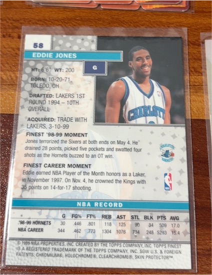 1999-00 Topps Finest #58 Eddie Jones — front