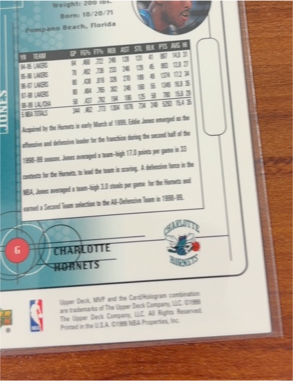 1998 Upper Deck #6 Eddie Jones — front