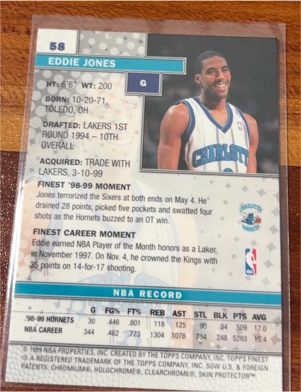 2000-01 Topps Finest #58 Eddie Jones — front