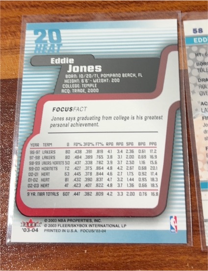 2003-04 Fleer Focus #20 Eddie Jones — front
