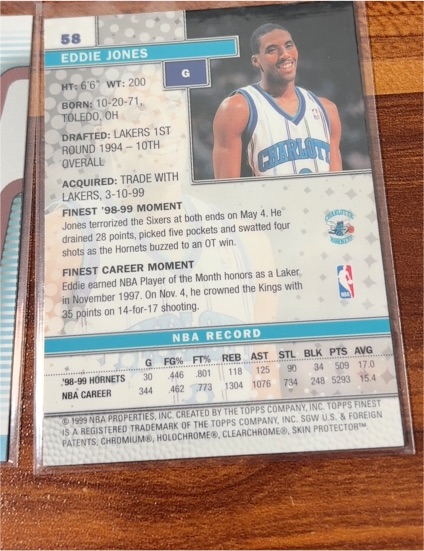 1999-00 Topps Finest #58 Eddie Jones — front