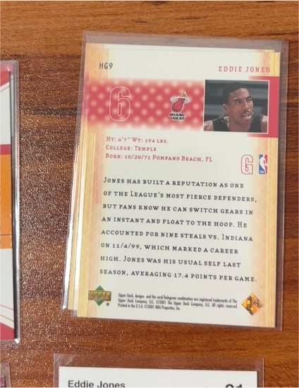 2001 Upper Deck #6 Eddie Jones — front