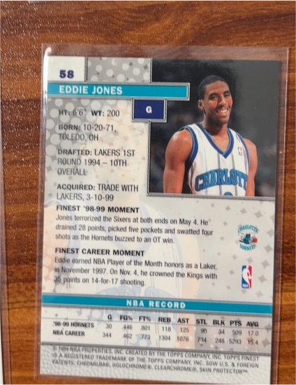 1999-00 Topps Finest #58 Eddie Jones — front
