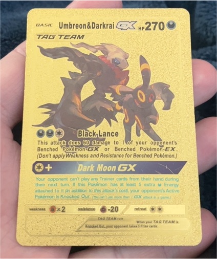 2020 Pokémon Umbreon & Darkrai GX Tag Team Gold Foil Black Lance Dark Moon GX — front