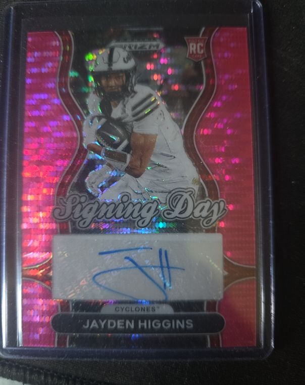 2025 Panini Prizm Draft Picks Signing Day Red Jayden Higgins — front