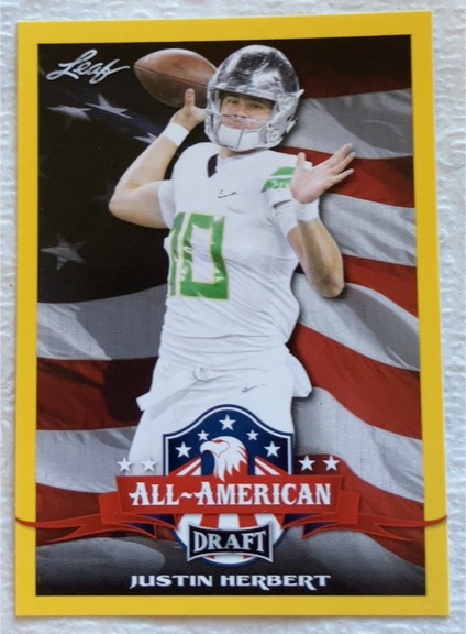 2020 Leaf Draft #63 Justin Herbert All-American Rookie — front