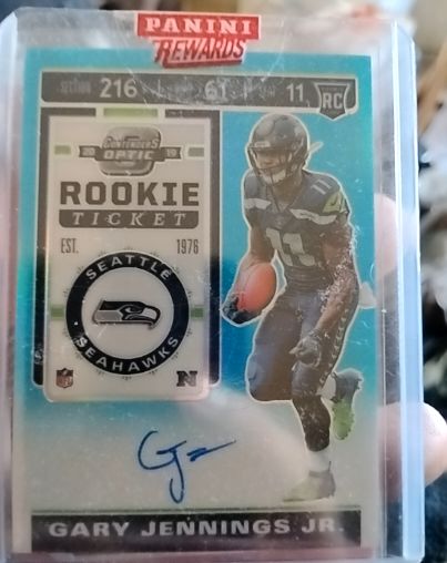 2019 Panini Contenders Optic #118 Gary Jennings Jr. Rookie Ticket — front