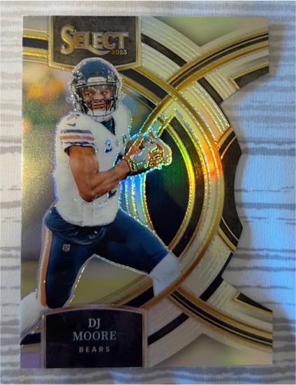 2023 Panini Select #159 DJ Moore Premier Level Silver Prizm Die Cut Chicago Bears — front
