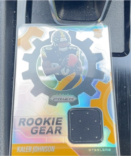 2025 Panini Prizm #RGR-KJN Kaleb Johnson Rookie Gear Patch — front
