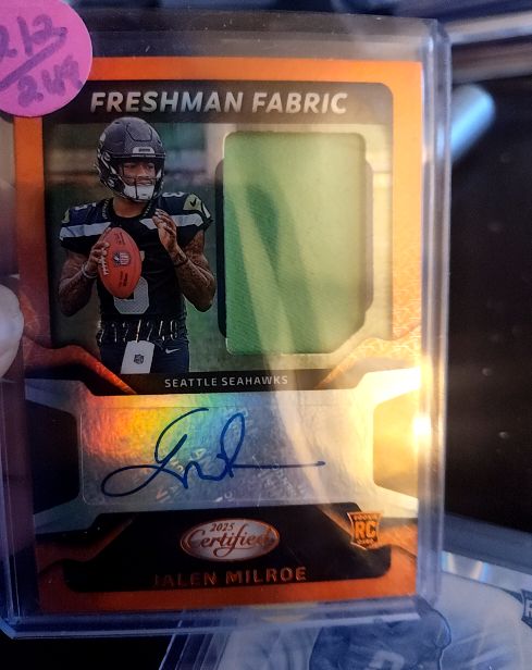 2025 Panini Certified #FBC-JME Jalen Milroe Freshman Fabric — front