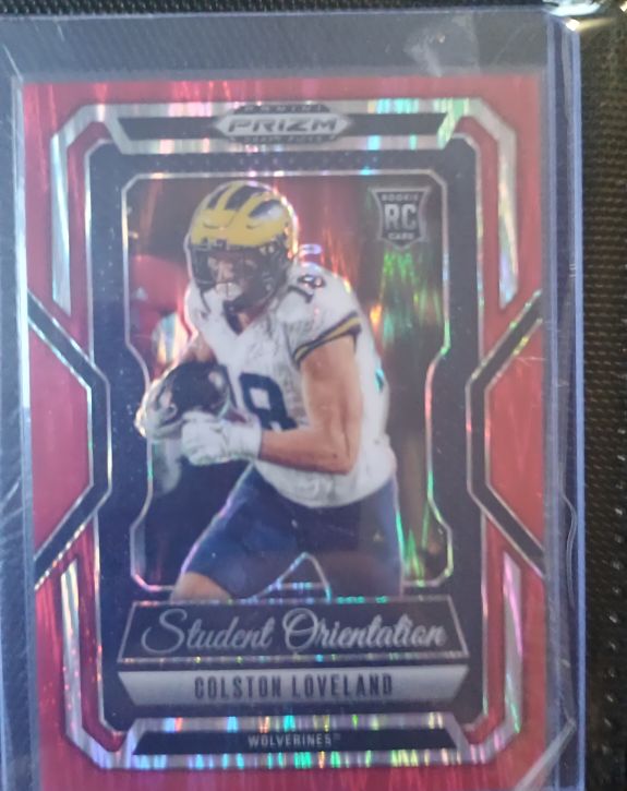 2025 Panini Prizm Draft Picks #14 Colston Loveland Student Orientation Red Ice — front