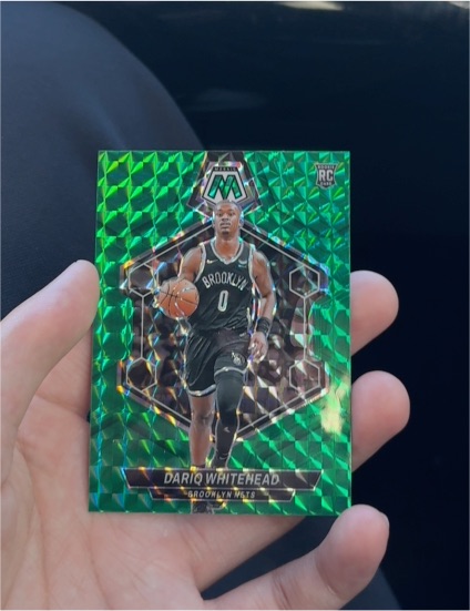 2023-24 Panini Mosaic #247 Dariq Whitehead Green Mosaic Prizm RC Brooklyn Nets — front