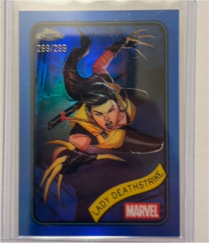 2025 Topps Chrome Marvel #64 Lady Deathstrike Blue Refractor — front