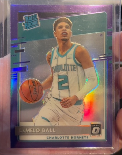 2020 Panini Donruss Optic #153 LaMelo Ball Rated Rookie Purple Prizm — front