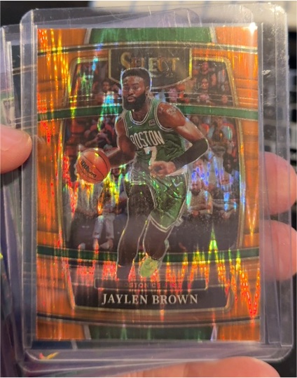 2021-22 Panini Select #67 Jaylen Brown Orange Flash Prizm — front