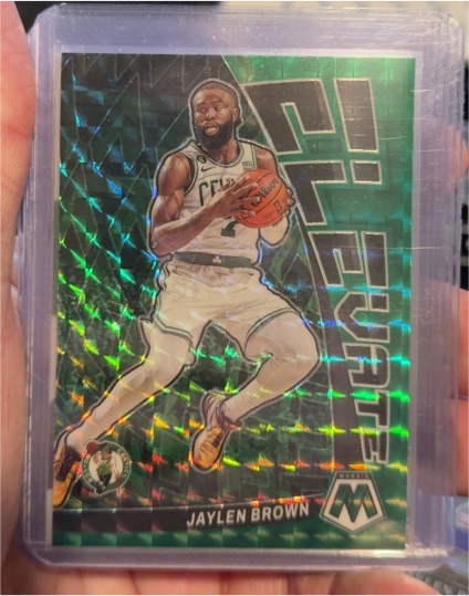 2022-23 Panini Mosaic Elevate Green Mosaic Prizm #25 Jaylen Brown — front