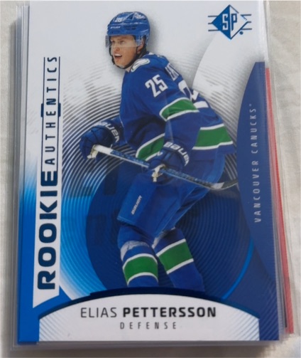 2025-26 Upper Deck SP #127 Elias Pettersson Rookie Authentics Blue — front