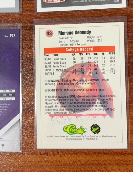 1991 Classic Games #43 Marcus Kennedy — front