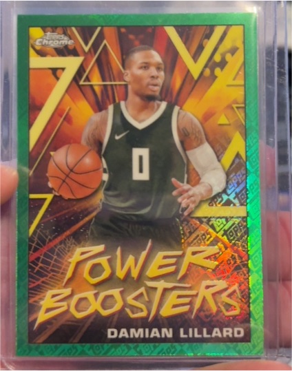 2023-24 Topps Chrome #PB-14 Damian Lillard Power Boosters Green Logofractor — front
