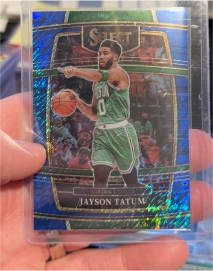 2021-22 Panini Select #77 Jayson Tatum Blue Shimmer Prizm — front