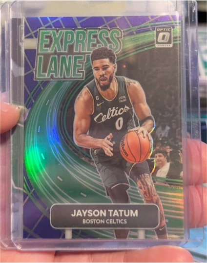 2022-23 Panini Donruss Optic #23 Jayson Tatum Express Lane Purple Prizm — front