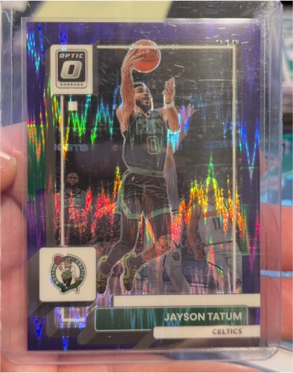 2022-23 Donruss Optic #8 Jayson Tatum Purple Shock Prizm Boston Celtics — front