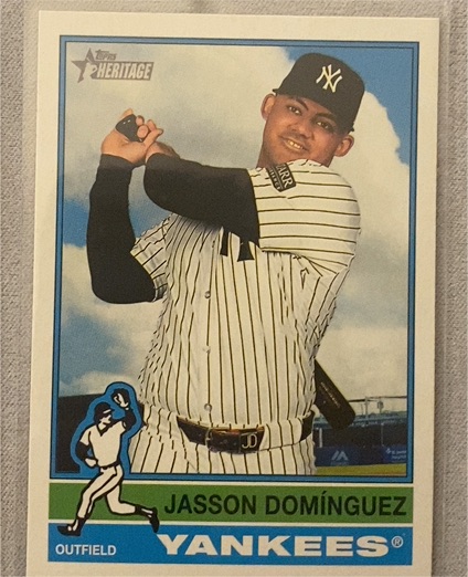 2025 Topps Heritage #453 Jasson Dominguez Cartoon Variation SP — front